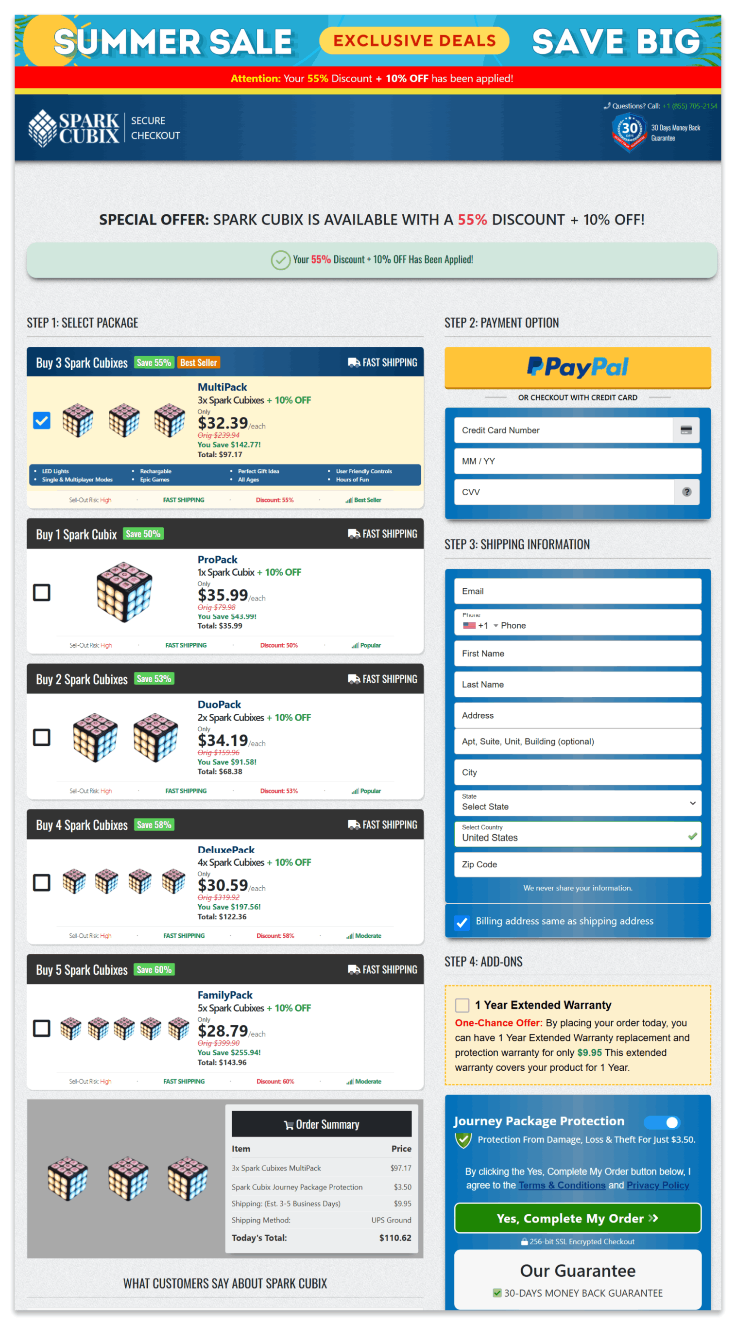 Spark Cubix secure checkout page